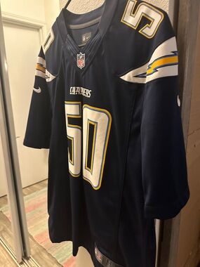 Nike Navy Chargers #50 Football Jersey with White and Gold Accents